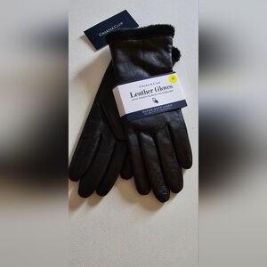 NWT Charter Club genuine leather  women's gloves w/ touch screen technology